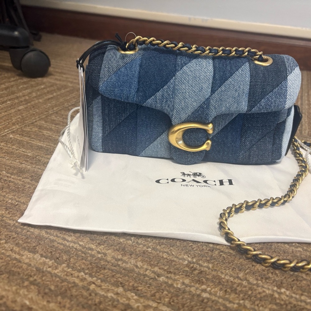 Coach Tabby 20 mini denim shoulder bag repurposed denim patchwork new
